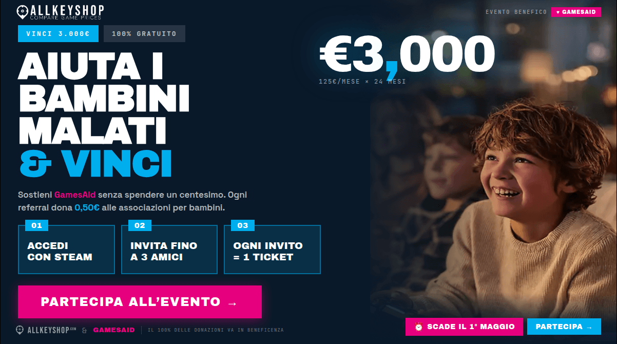 Partecipa all'AllKeyShop Charity Event per GamesAid