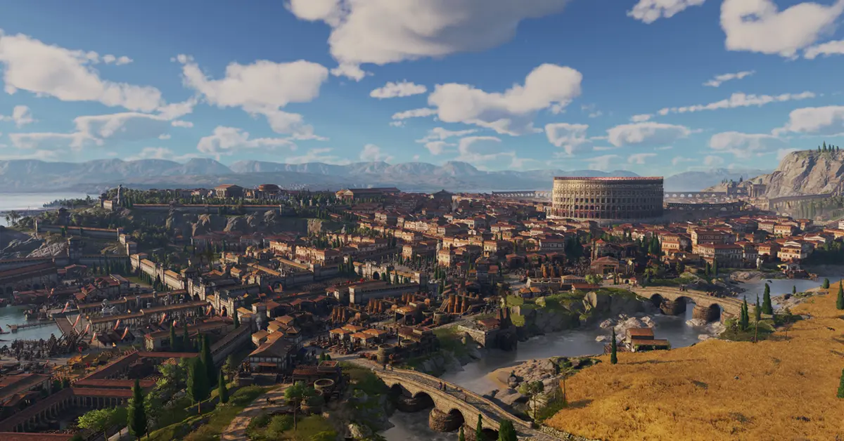 Interfaccia di gioco di Anno 117 che mostra la schermata di gestione provinciale nel Lazio