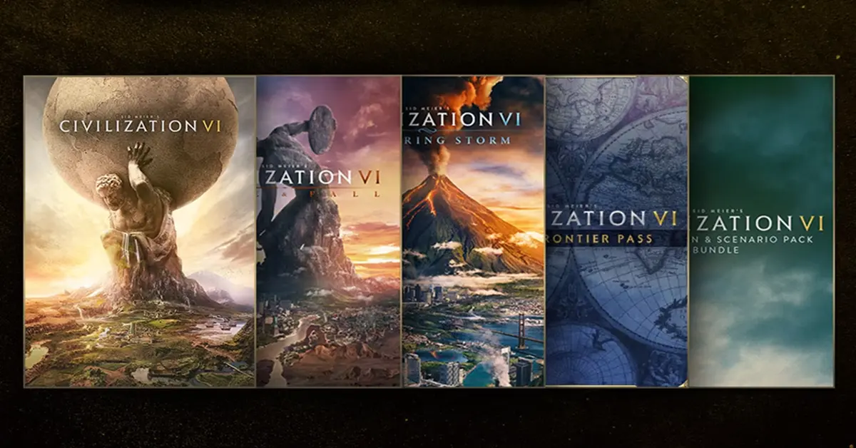Menu principale di Civilization VI e schermata di selezione delle espansioni