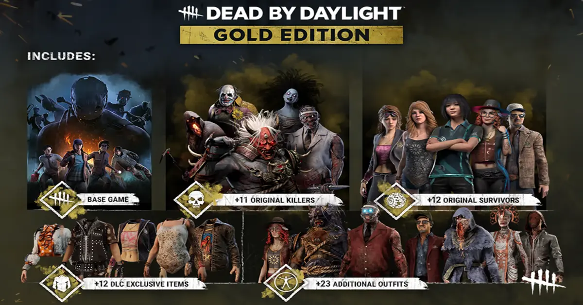 Una griglia che mostra vari killer di Dead by Daylight tratti da diversi capitoli DLC