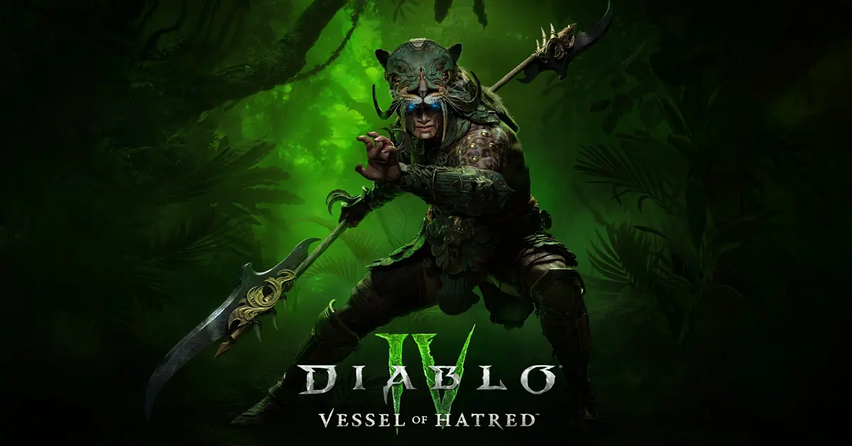 Artwork ufficiale di Diablo IV Vessel of Hatred che mostra le giungle di Nahantu