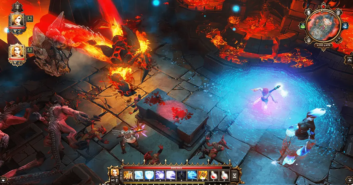 Combattimento tattico a turni in Divinity Original Sin Enhanced Edition che mostra gli effetti dinamici della magia elementale.