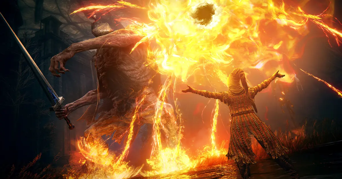 Giocatore che combatte contro un boss nel DLC Elden Ring Shadow of the Erdtree