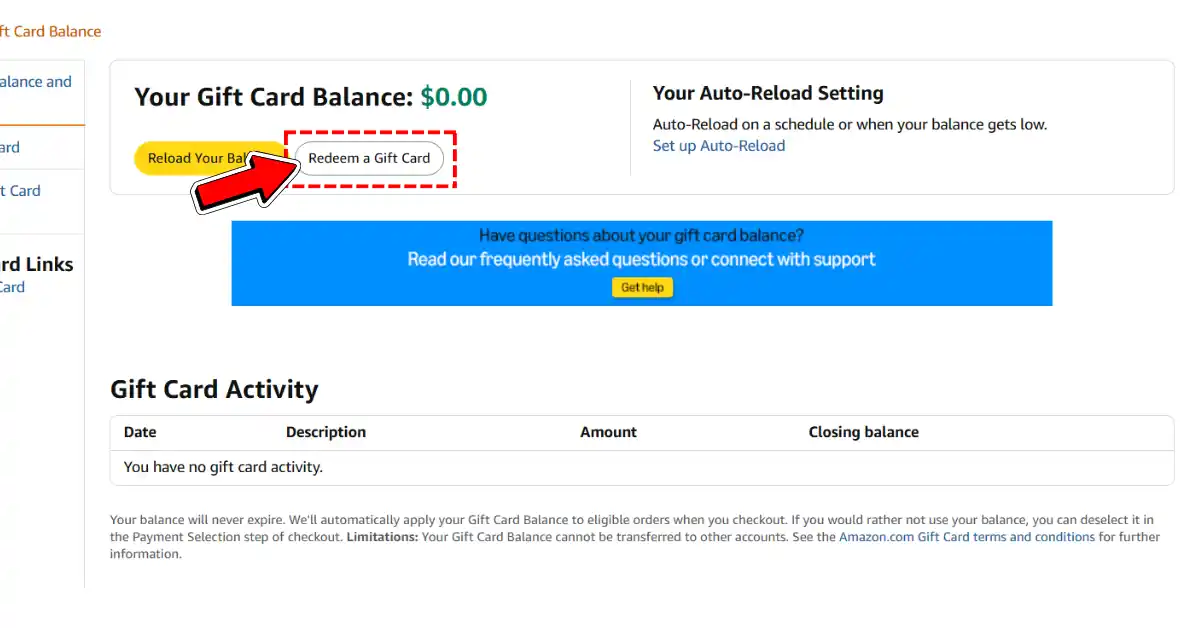 Amazon Tuo account - Riscatta Gift Card