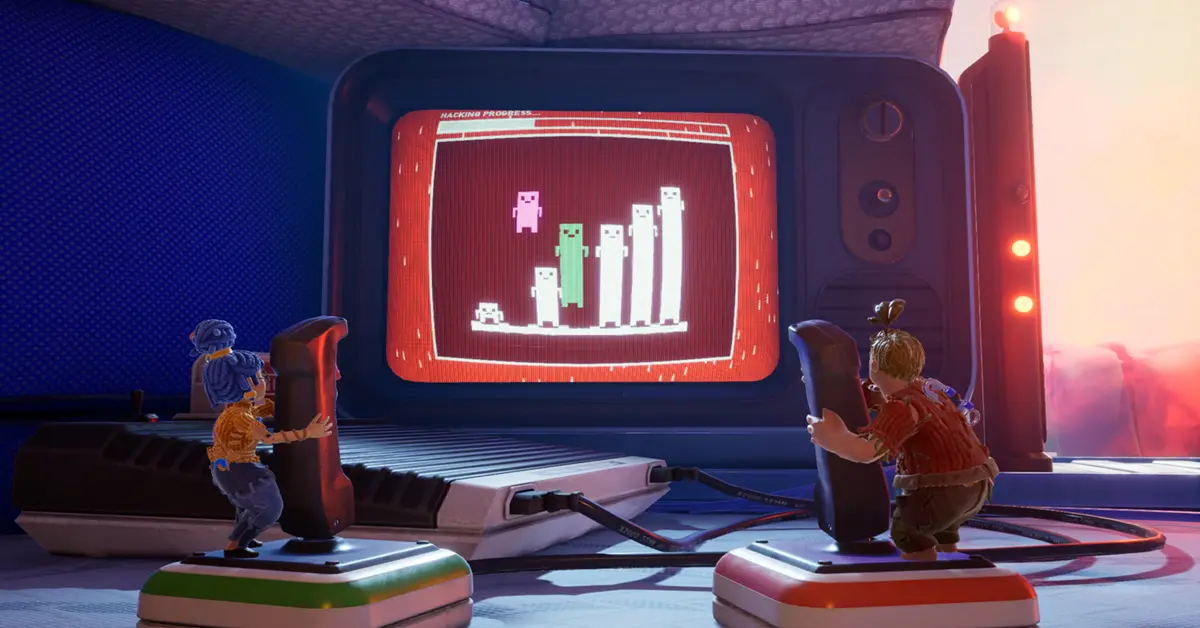 Cody e May esplorano una gigantesca stanza dei giochi in It Takes Two