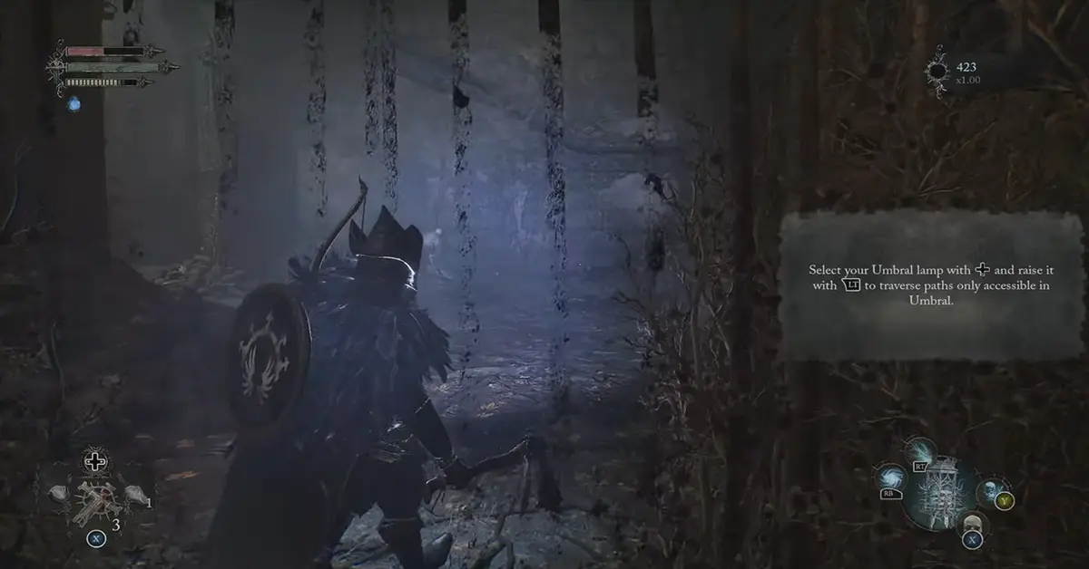 Confronto fianco a fianco della stessa posizione nelle dimensioni Axiom e Umbral.