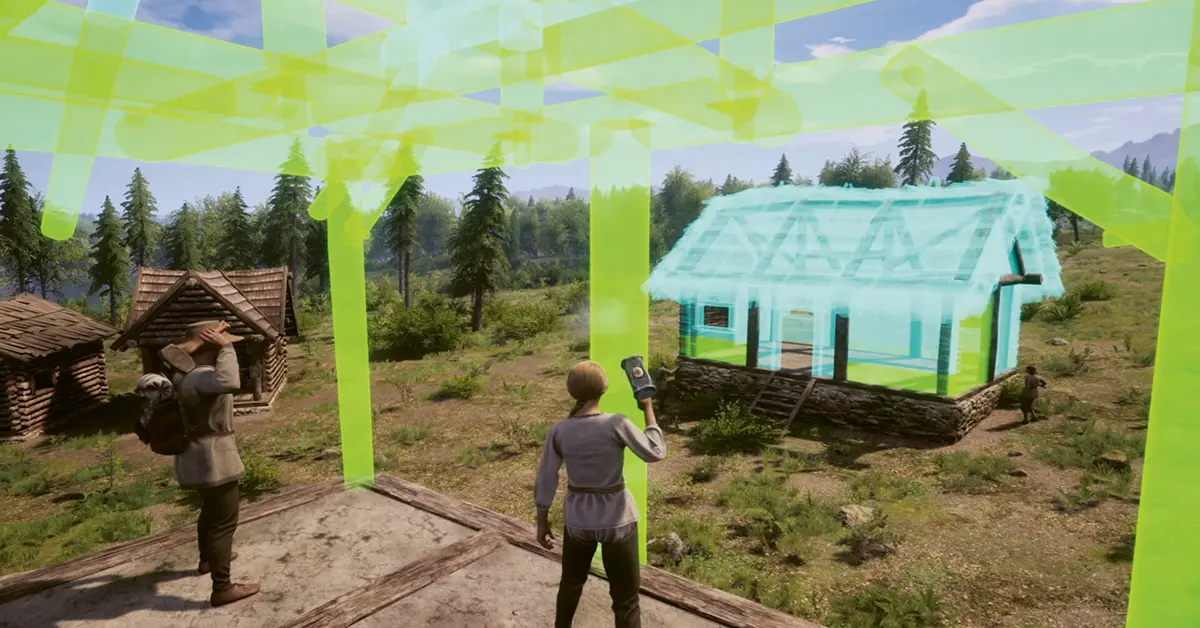 UI di costruzione di Medieval Dynasty che mostra la nuova funzione di spostamento del martello.