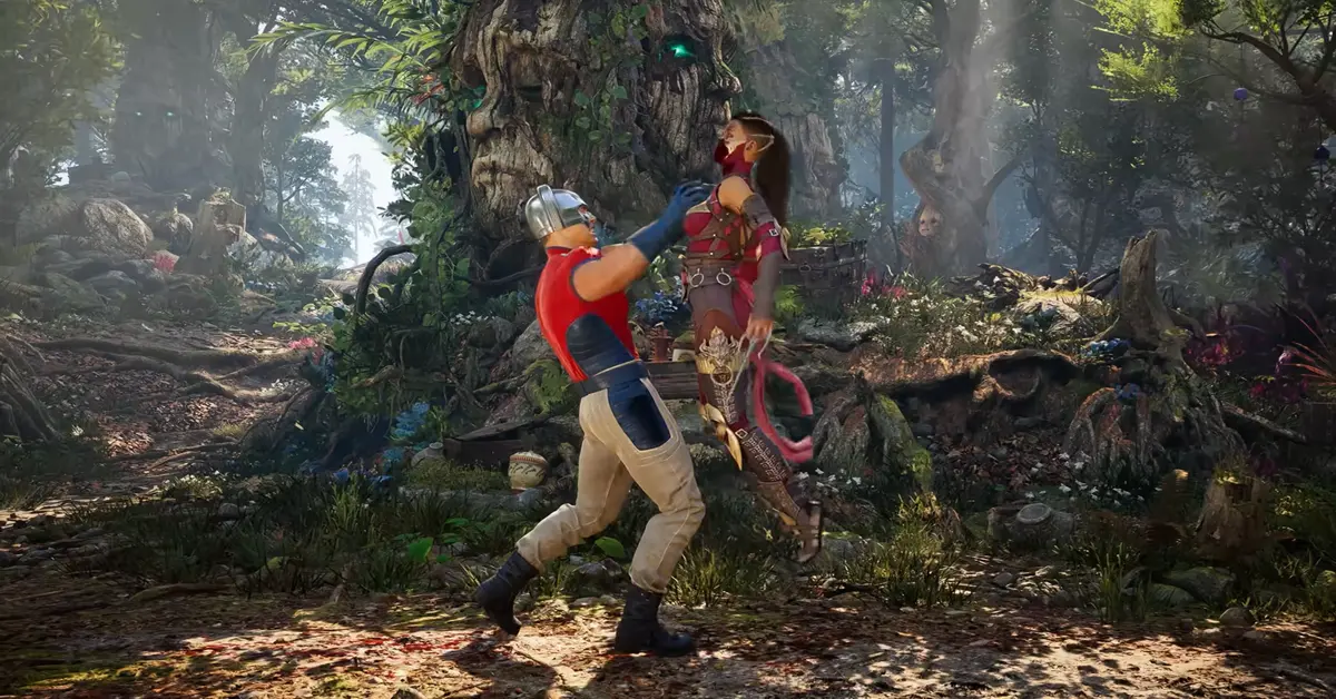 Il personaggio DLC Peacemaker esegue una mossa speciale in Mortal Kombat 1.