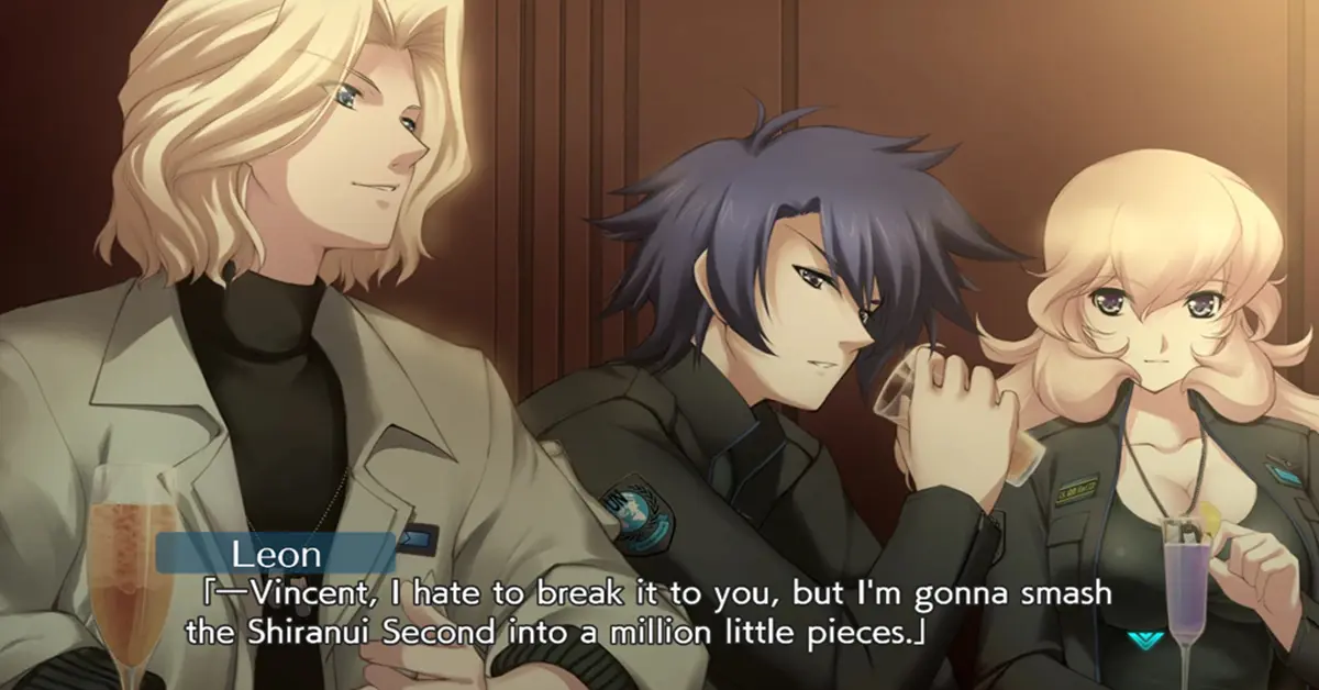 Screenshot del gameplay di Muv-Luv Total Eclipse Remastered con dialoghi e sprite TSF.