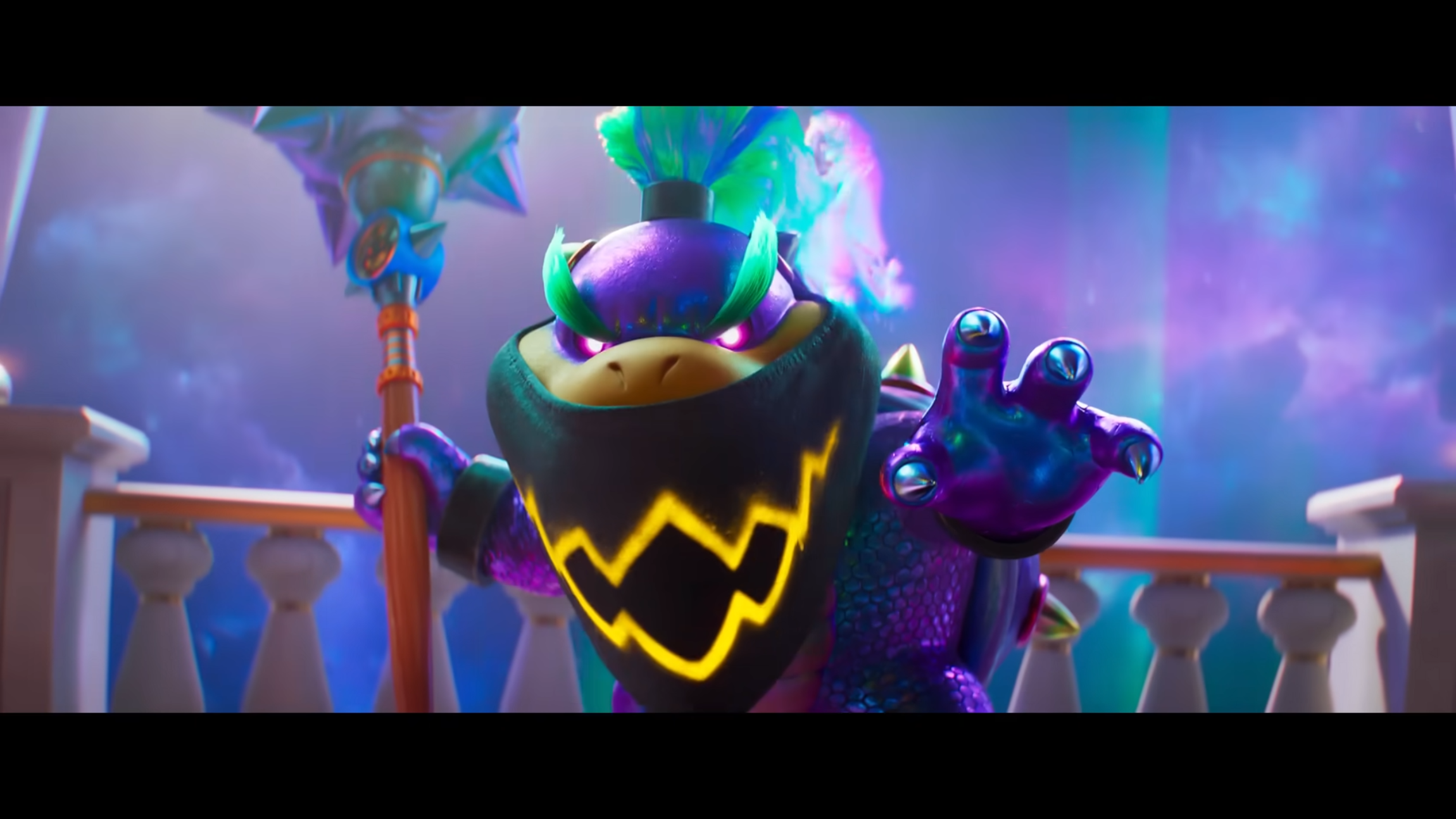 Bowser Junior di fronte alla telecamera con il suo pennello