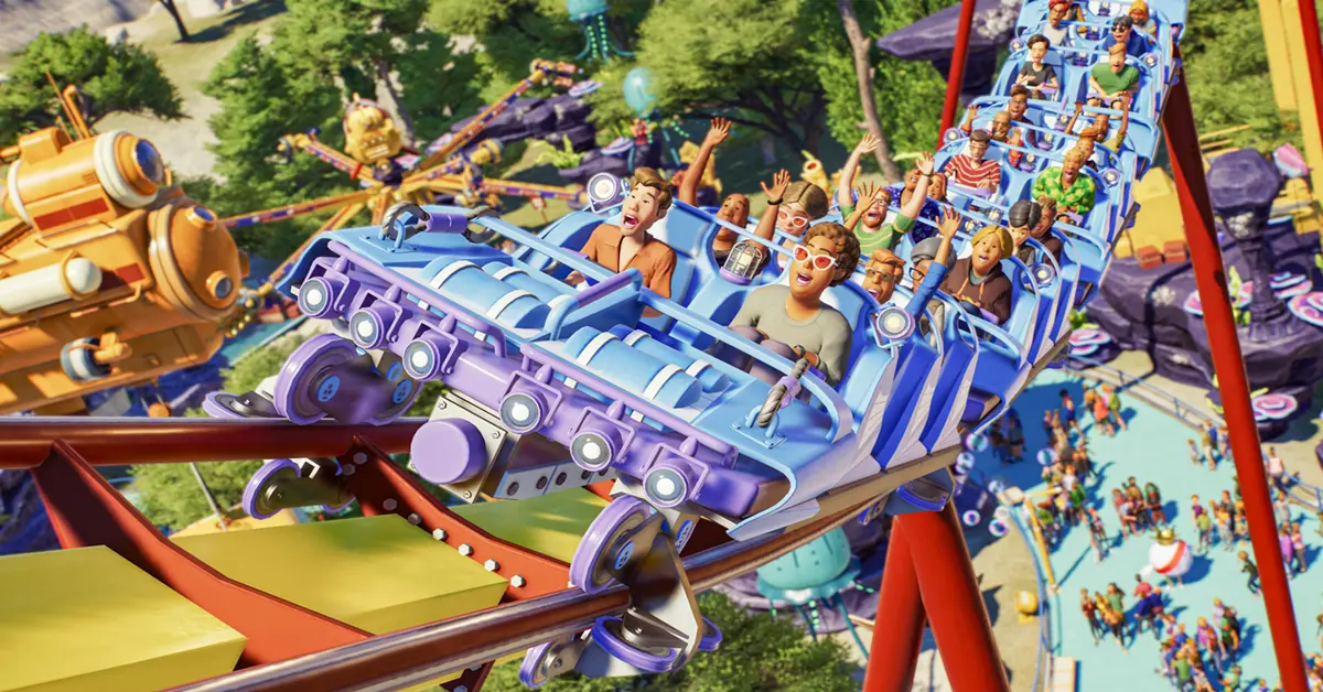 Gameplay del parco acquatico e delle montagne russe di Planet Coaster 2