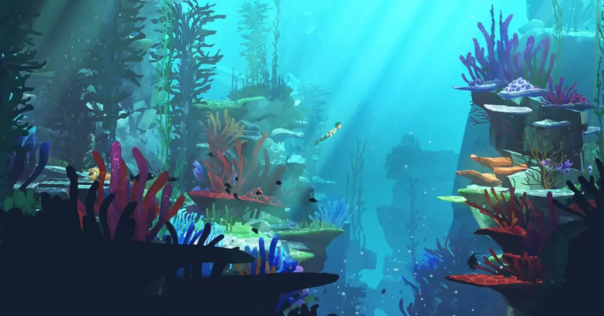 Un primo piano di una nuova meccanica puzzle che coinvolge piante bioluminescenti in Planet of Lana II.