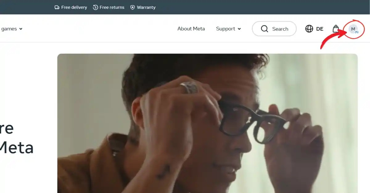 Fai clic sull’icona del profilo Meta