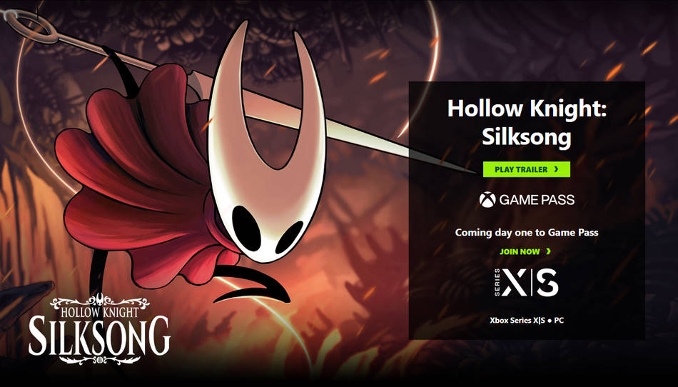 Hollow Knight Silksong Microsoft official page