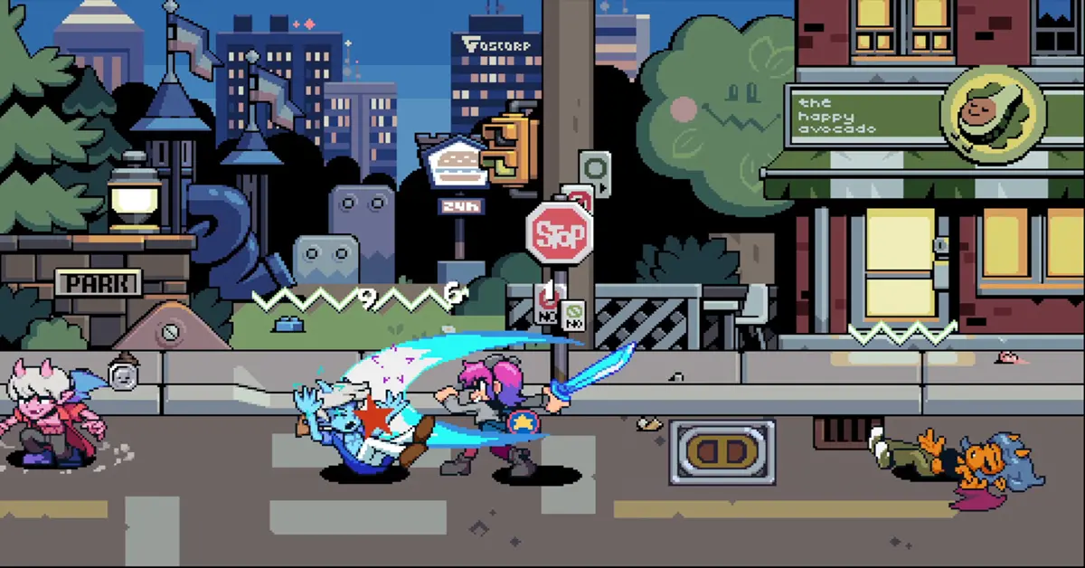Personaggi di Scott Pilgrim EX combattono contro nuovi nemici vegani per le strade di Toronto