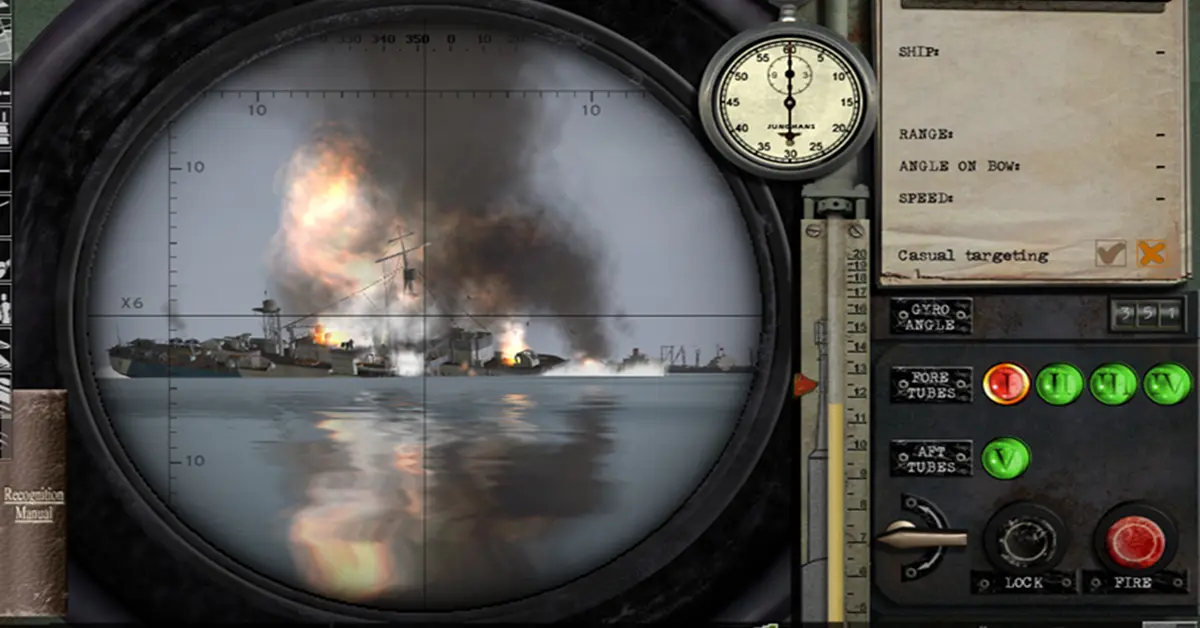 Gameplay della mod GWX di Silent Hunter 3 che mostra il puntamento avanzato tramite periscopio
