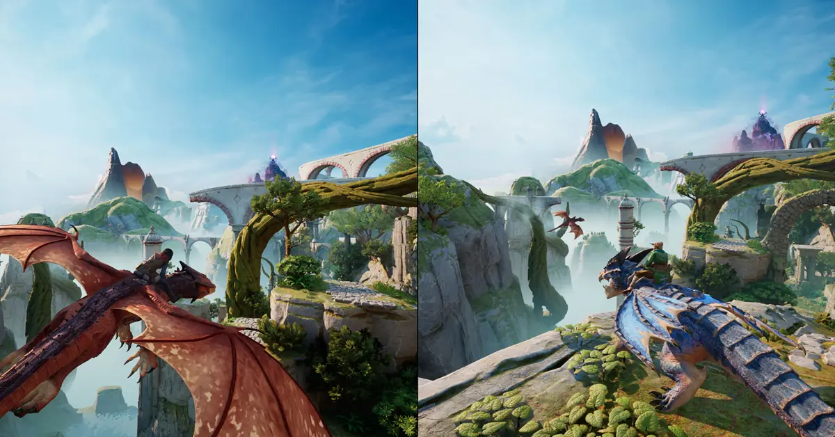 Mio e Zoe navigano in un vibrante mondo fantasy attraverso meccaniche in split-screen
