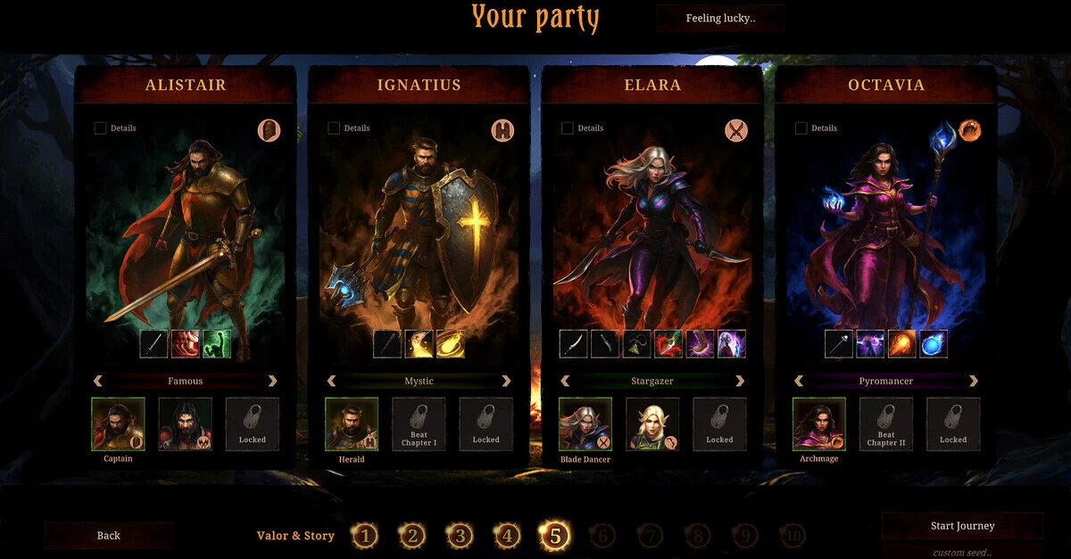 Scegli i tuoi personaggi, crea il tuo party e falli diventare abbastanza sbroccati durante la run per asfaltare qualsiasi nemico.