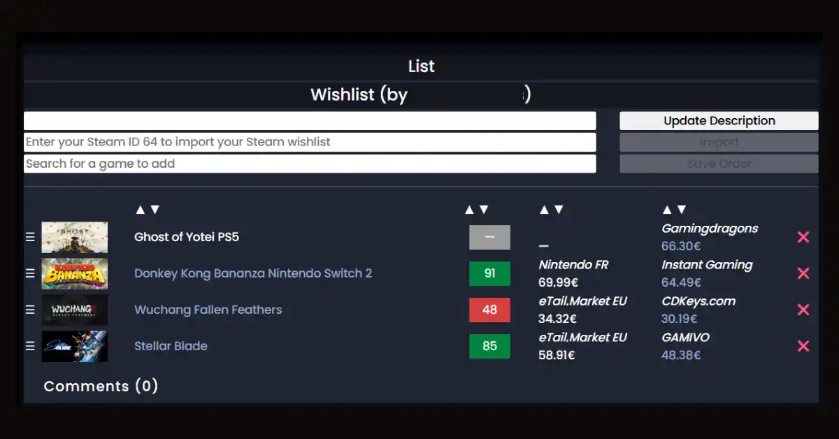 Wishlist su Cdkeyit