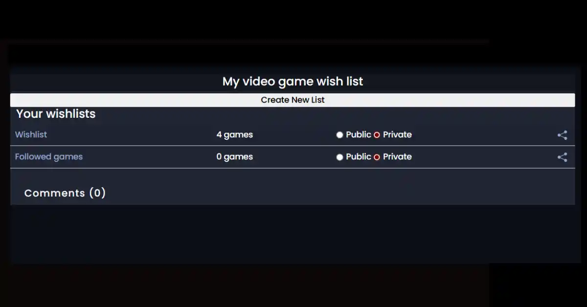 La mia lista dei desideri di videogiochi