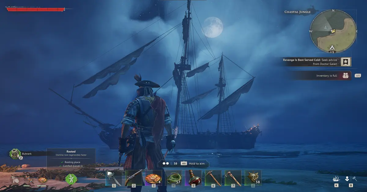 Gameplay PC di Windrose che mostra la personalizzazione della nave pirata e il combattimento navale open world.