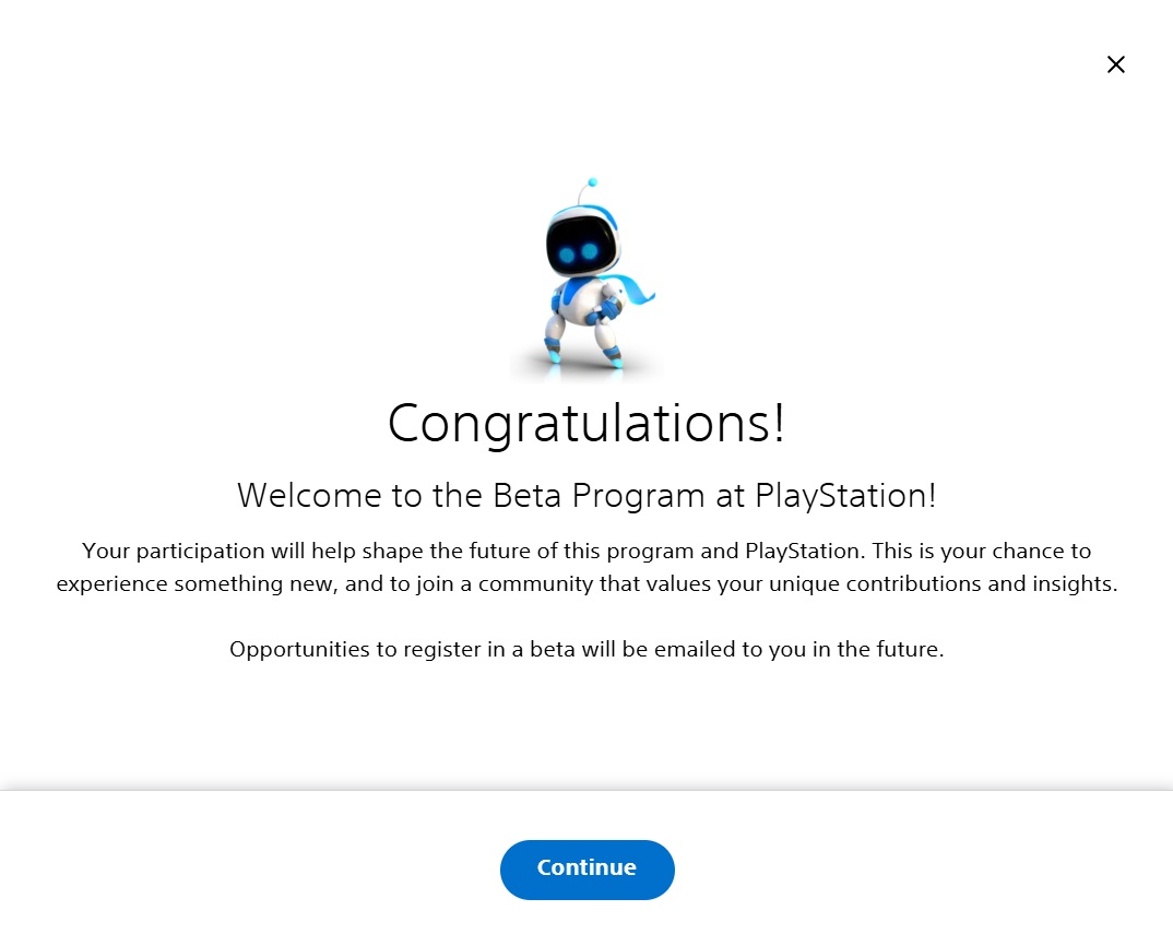 Accettazione Programma Beta PlayStation
