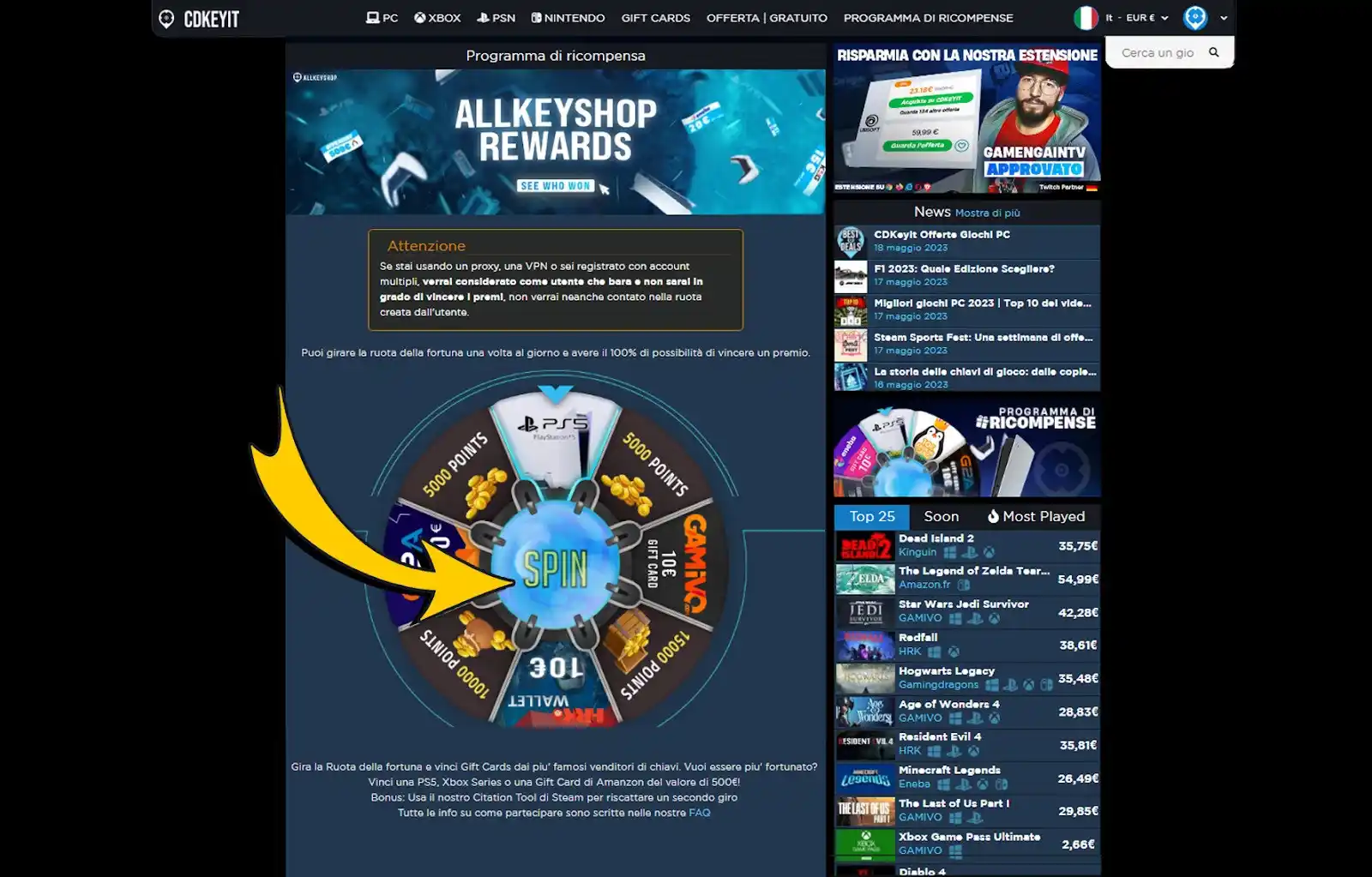 La ruota della fortuna di CDkeyit