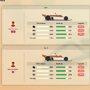 Golden Lap - Schermata del Garage