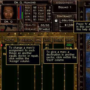 Jagged Alliance 2 Unfinished Business - Interfaccia