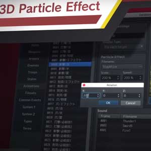 RPG Maker MZ effetti particellari 3D