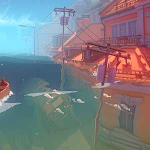 Kay va alla deriva su una piccola barca