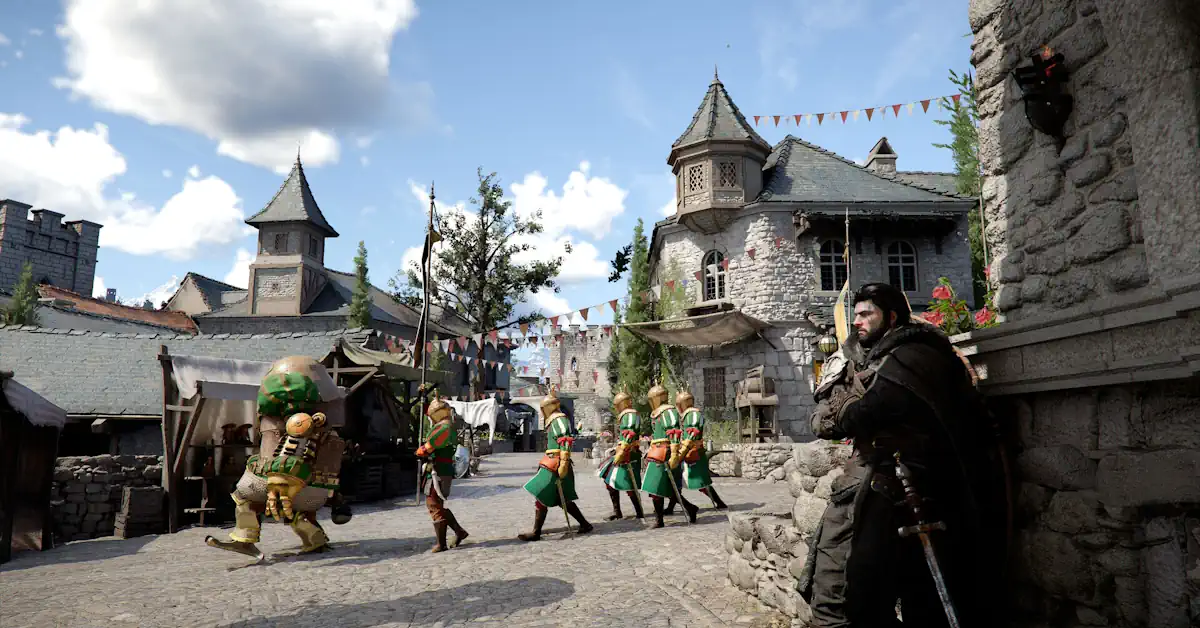 Il protagonista di Crimson Desert, Macduff, osserva il vasto paesaggio di Pywel