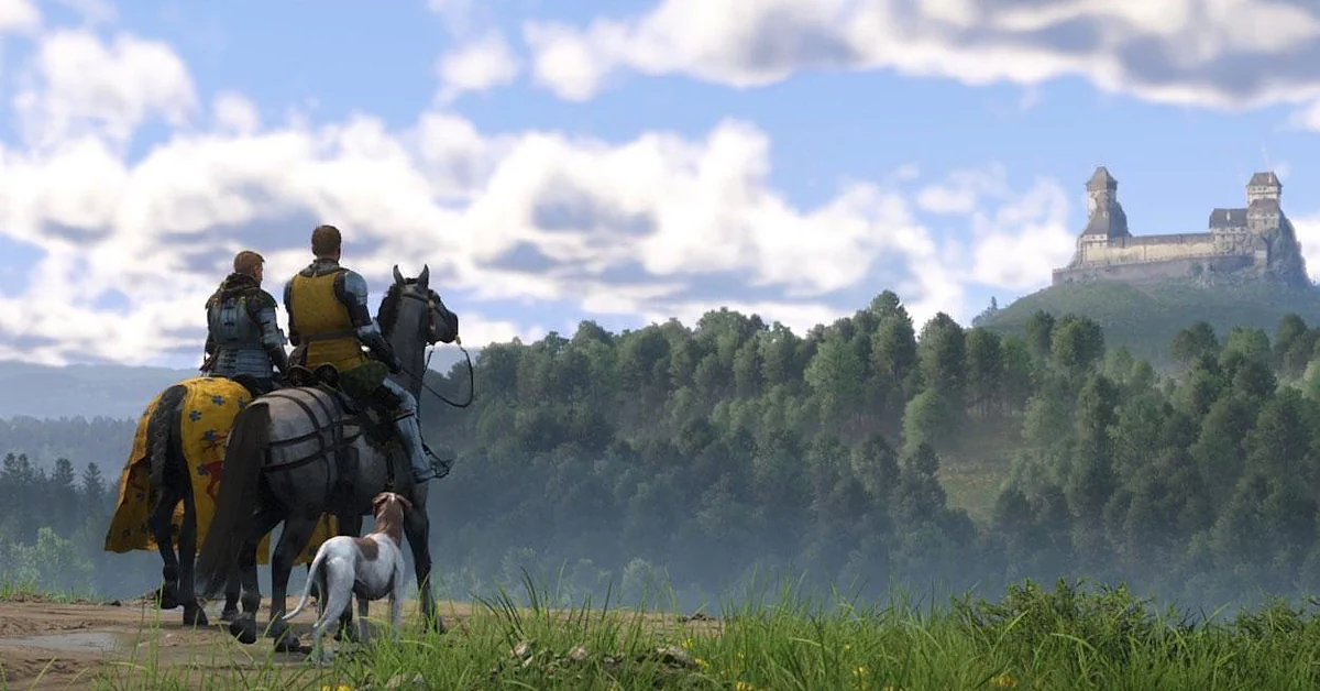 Henry osserva un paesaggio medievale in Kingdom Come: Deliverance 2