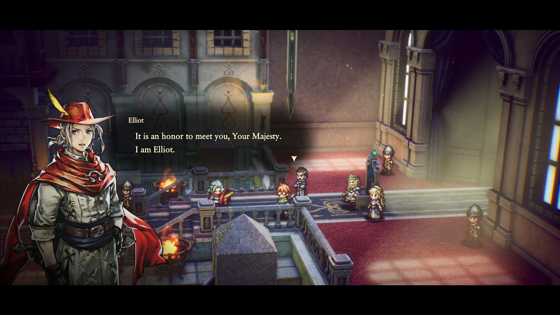 The Adventures of Elliot: The Millennium Tales scena gameplay con esplorazione fantasy HD-2D Square Enix