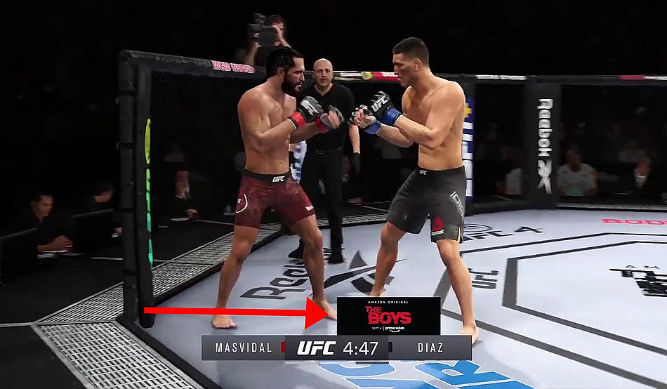 esempio di EA UFC4 con pubblicità della serie Amazon The Boys